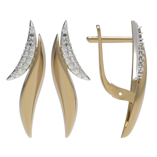 Серьги из золота 585 пробы с фианитами