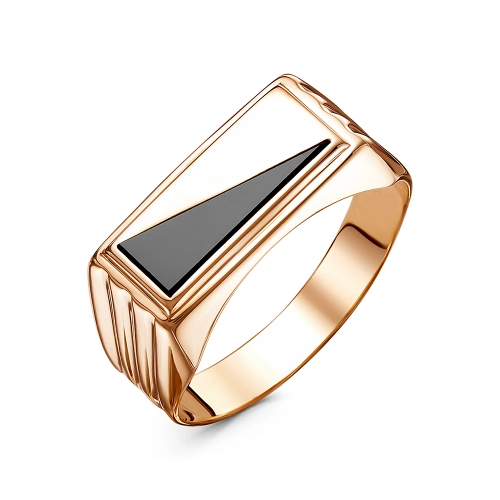 Кольцо печатка из золота 585 пробы с цветным фианитом