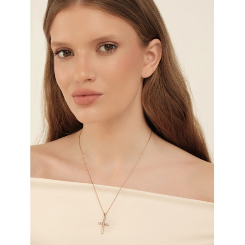 Подвеска декоративный крест из золота 585 пробы с фианитами