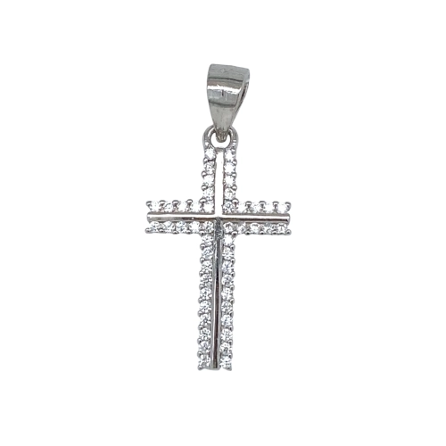 Подвеска декоративный крест из серебра 925 пробы с фианитами
