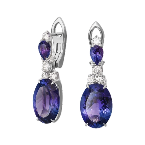 Серьги (585 б) танзанит, сапфир, бриллиант