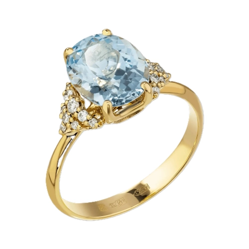 Кольцо (750 ж) аквамарин, бриллиант