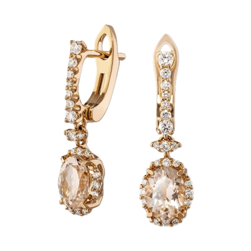 Серьги (750 ж) морганит, бриллиант