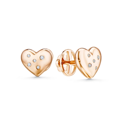 Серьги пусеты из золота 585 пробы с бриллиантами