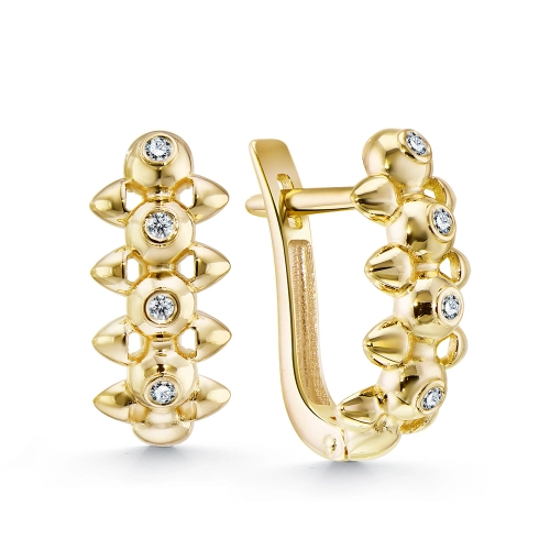 Серьги из желтого золота 585 пробы с бриллиантами