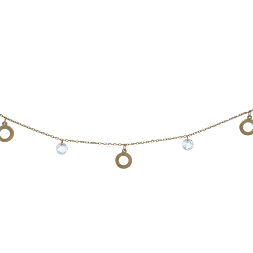 Браслет на ногу из желтого золота 585 пробы с фианитами