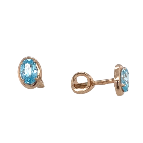 Серьги пусеты из серебра 925 пробы с позолотой, с цветными фианитами