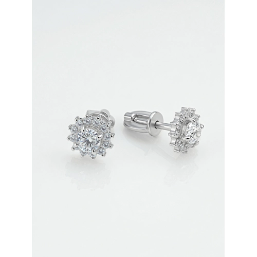 Серьги пусеты из серебра 925 пробы с фианитами