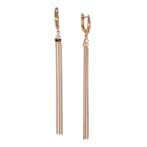 Серьги из серебра 925 пробы с позолотой, сфианитами