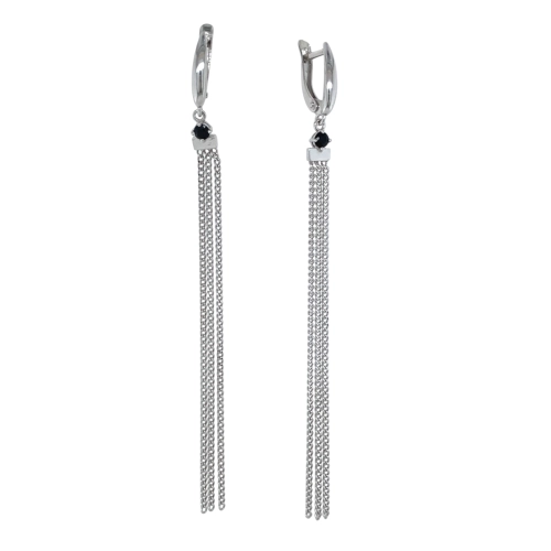 Серьги из серебра 925 пробы с цветными фианитами