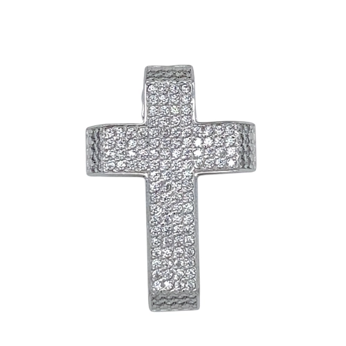Подвеска декоративный крест из серебра 925 пробы с фианитами