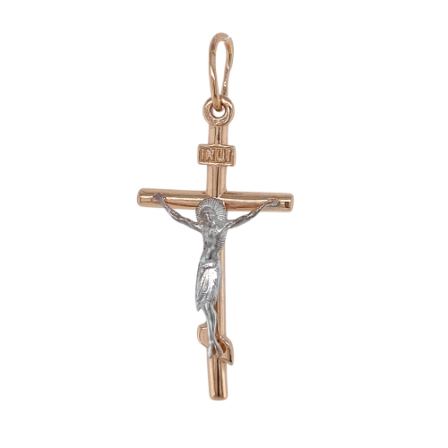 Подвеска Крест из серебра 925 пробы с позолотой