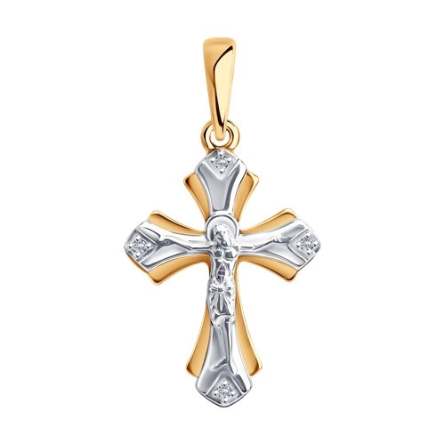 Подвеска Крест из золота 585 пробы с бриллиантами