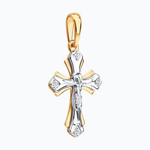 Подвеска Крест из золота 585 пробы с бриллиантами