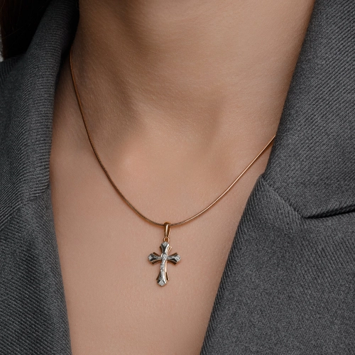 Подвеска Крест из золота 585 пробы с бриллиантами