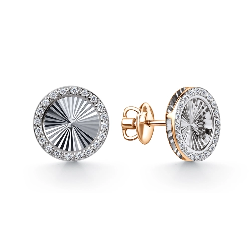 Серьги пусеты из золота 585 пробы с бриллиантами