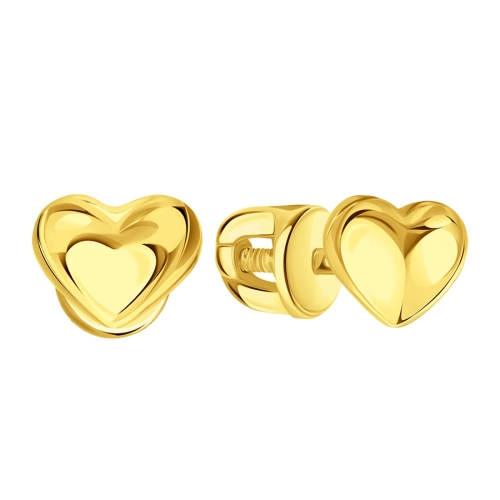 Серьги пусеты из желтого золота 585 пробы