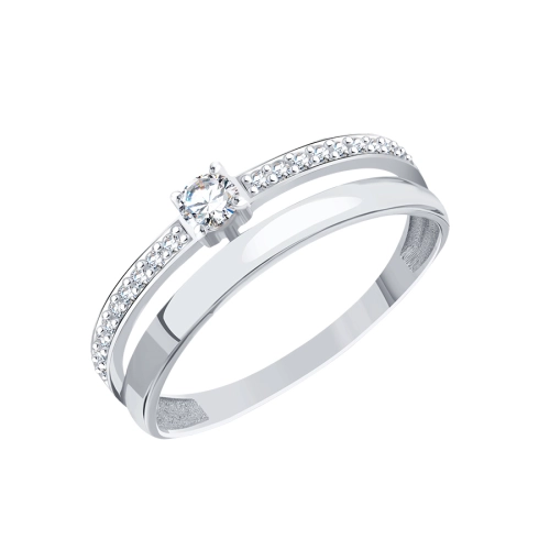 Кольцо из белого золота 585 пробы с фианитами