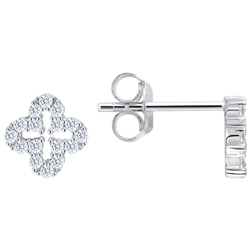 Серьги пусеты из серебра 925 пробы с цирконами