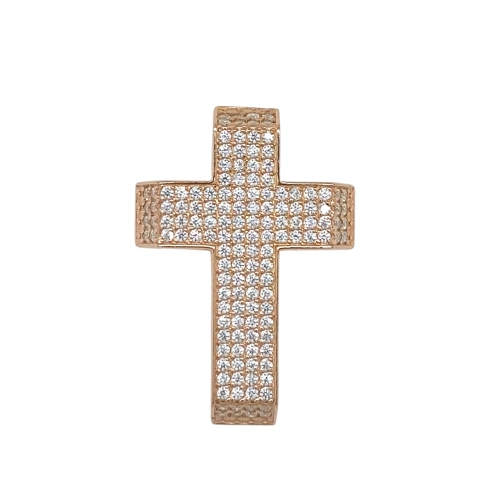 Подвеска Крест из серебра 925 пробы с позолотой, с фианитами