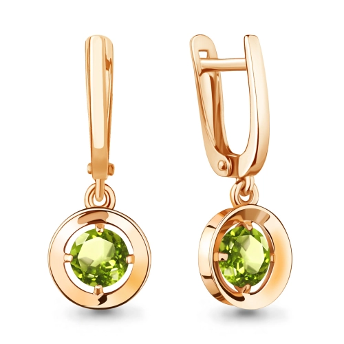 Серьги из серебра 925 пробы с позолотой и хризолитами