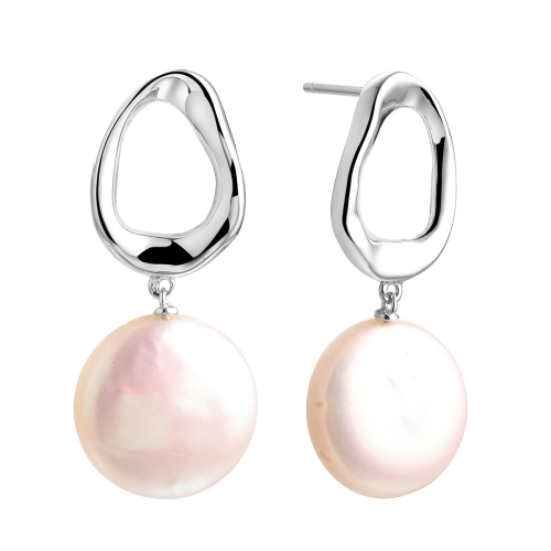 Серьги пусеты из серебра 925 пробы с жемчугом