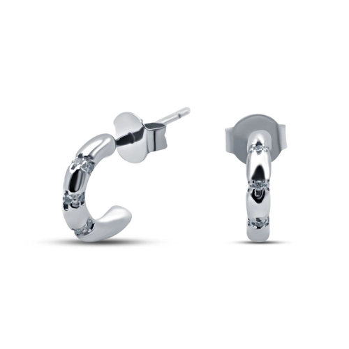 Серьги пусеты из серебра 925 пробы с цирконами