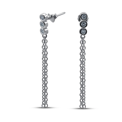 Серьги пусеты из серебра 925 пробы с цирконами