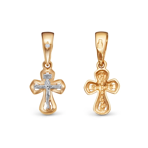 Подвеска Крест из золота 585 пробы с бриллиантами
