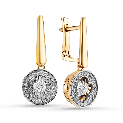 Серьги из желтого золота 585 пробы с бриллиантами