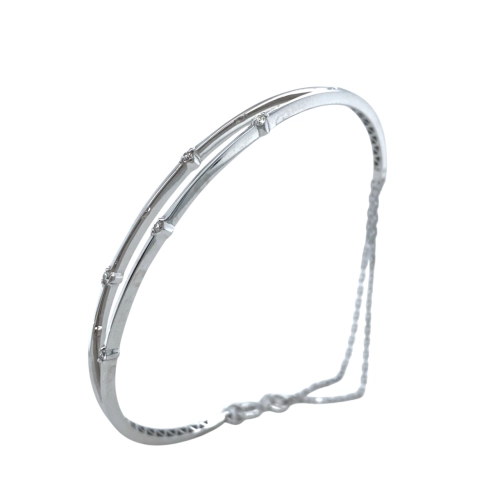 Жесткий браслет из белого золота 585 пробы с бриллиантами