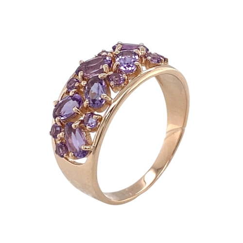 Кольцо из золота 585 пробы с аметистом