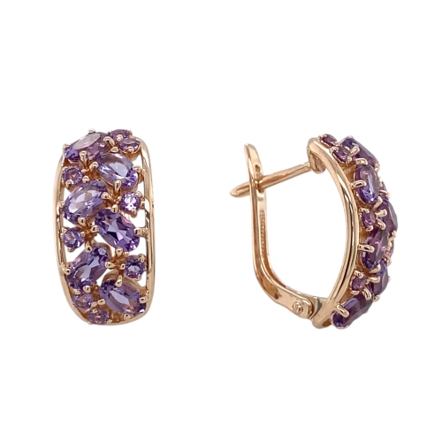 Серьги из золота 585 пробы с аметистами