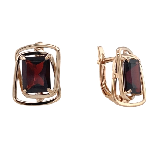 Серьги из золота 585 пробы с гранатом