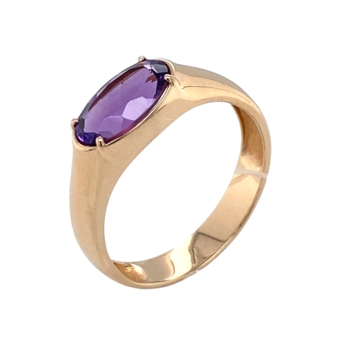 Кольцо из золота 585 пробы с искусственным аметистом