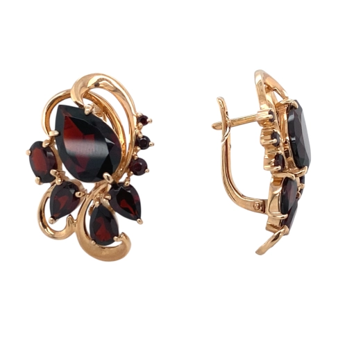 Серьги из золота 585 пробы с гранатом