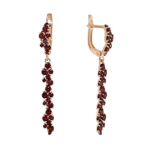 Серьги из золота 585 пробы с гранатом