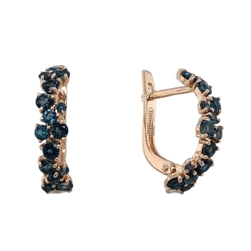 Серьги из золота 585 пробы с топазом London Blue