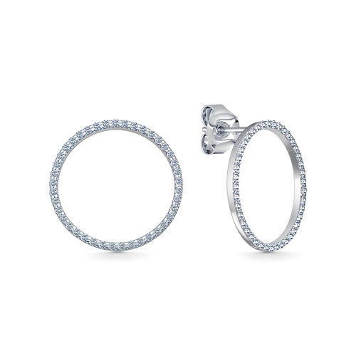 Серьги пусеты из серебра 925 пробы с фианитами