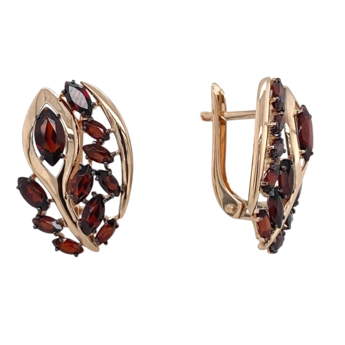 Серьги из золота 585 пробы с гранатом