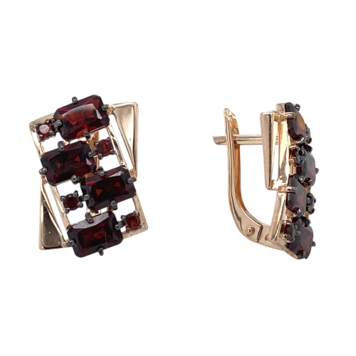 Серьги из золота 585 пробы с гранатом