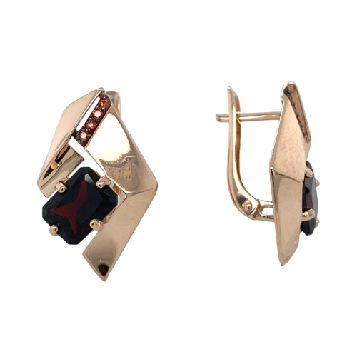 Серьги из золота 585 пробы с гранатами и фианитами