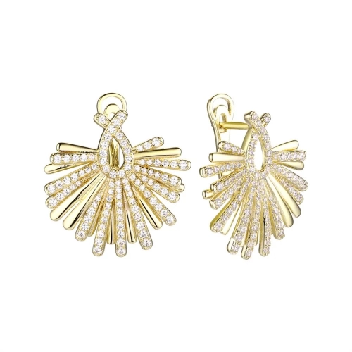 Серьги из серебра 925 пробы с позолотой, сфианитами