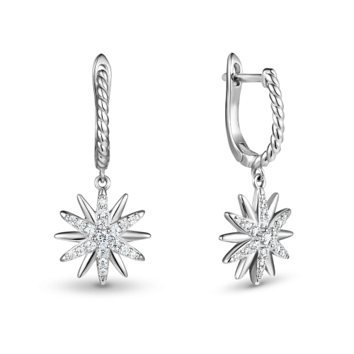 Серьги из серебра 925 пробы с фианитами