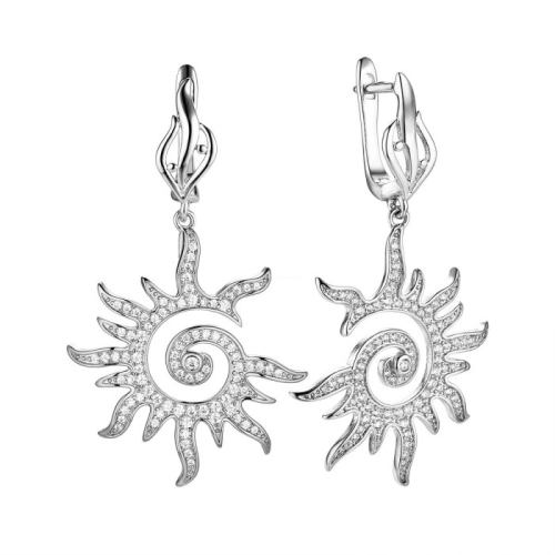 Серьги из серебра 925 пробы с фианитами