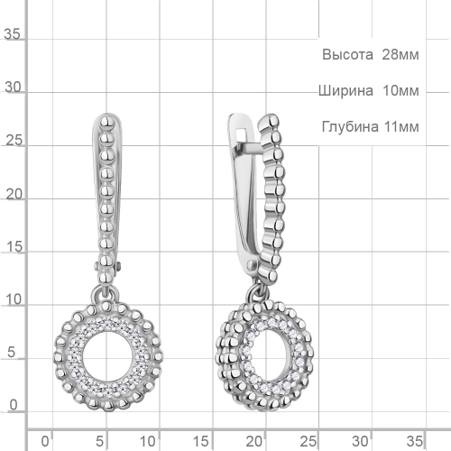 Серьги из серебра 925 пробы с фианитами
