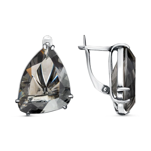 Серьги (925) дымчатый кварц синт.