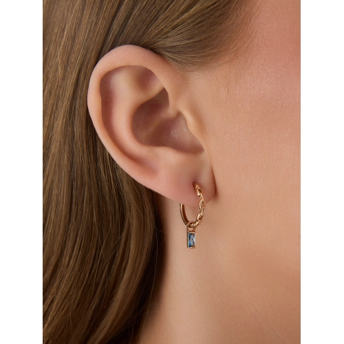 Серьги из золота 585 пробы с ситаллами цвета топаз London Blue