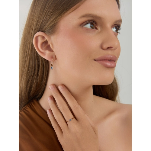 Серьги из золота 585 пробы с ситаллами цвета топаз London Blue