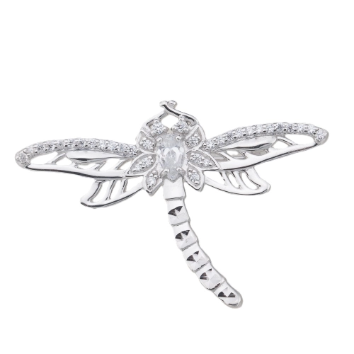 Брошь из серебра 925 пробы с фианитами